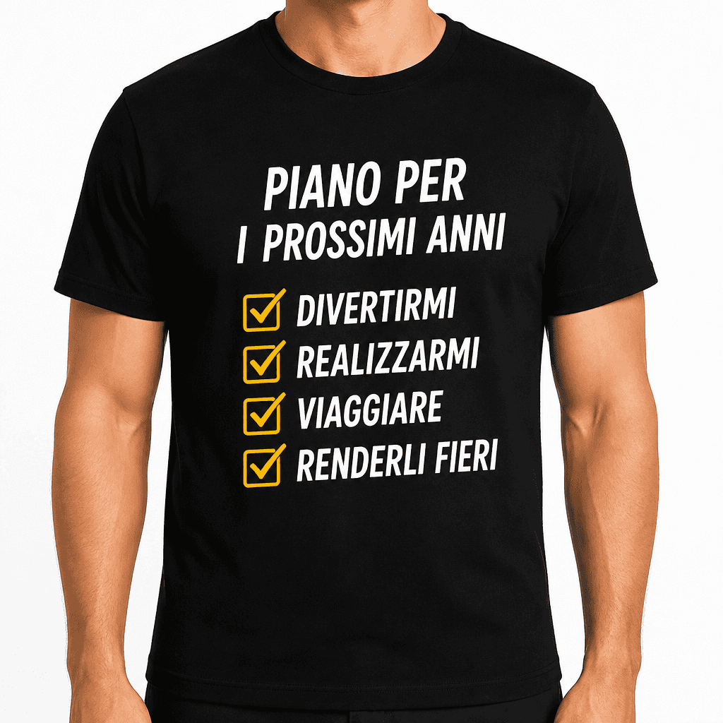 Maglietta per 18 anni – Piano per i prossimi anni divertirmi realizzarmi viaggiare renderli fieri