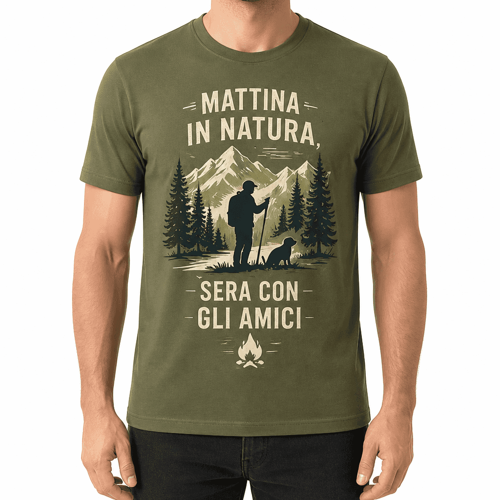 Maglietta da cacciatore – MATTINA IN NATURA, SERA CON GLI AMICI