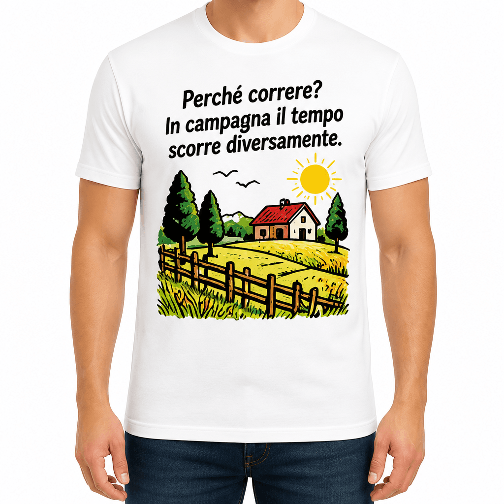 Maglietta per contadino – Perché correre? In campagna il tempo scorre diversamente.