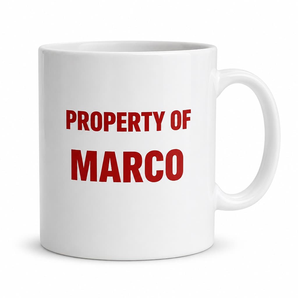 Tazza divertente Property of con nome a scelta