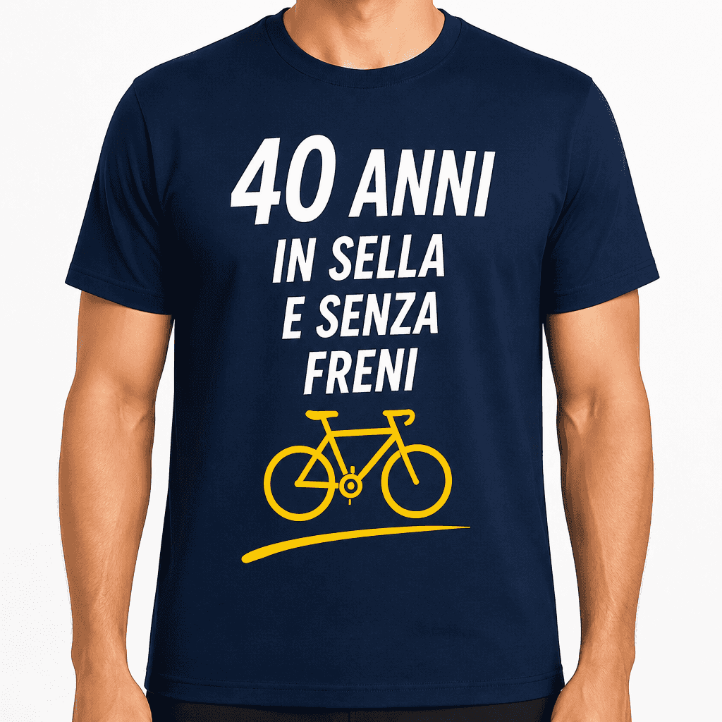 Maglietta per 40 anni – 40 anni in sella e senza freni