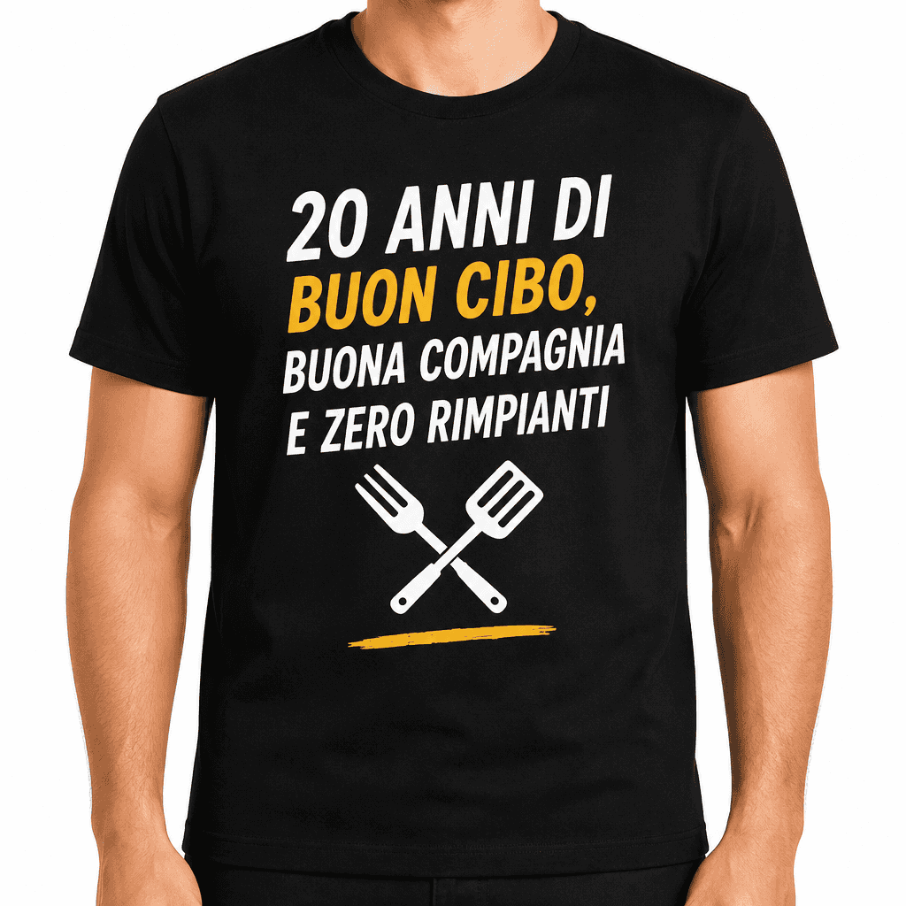 Maglietta per 20 anni – 20 anni di buon cibo, buona compagnia e zero rimpianti