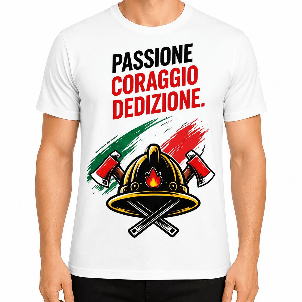 Maglietta pompiere – Passione coraggio dedizione.