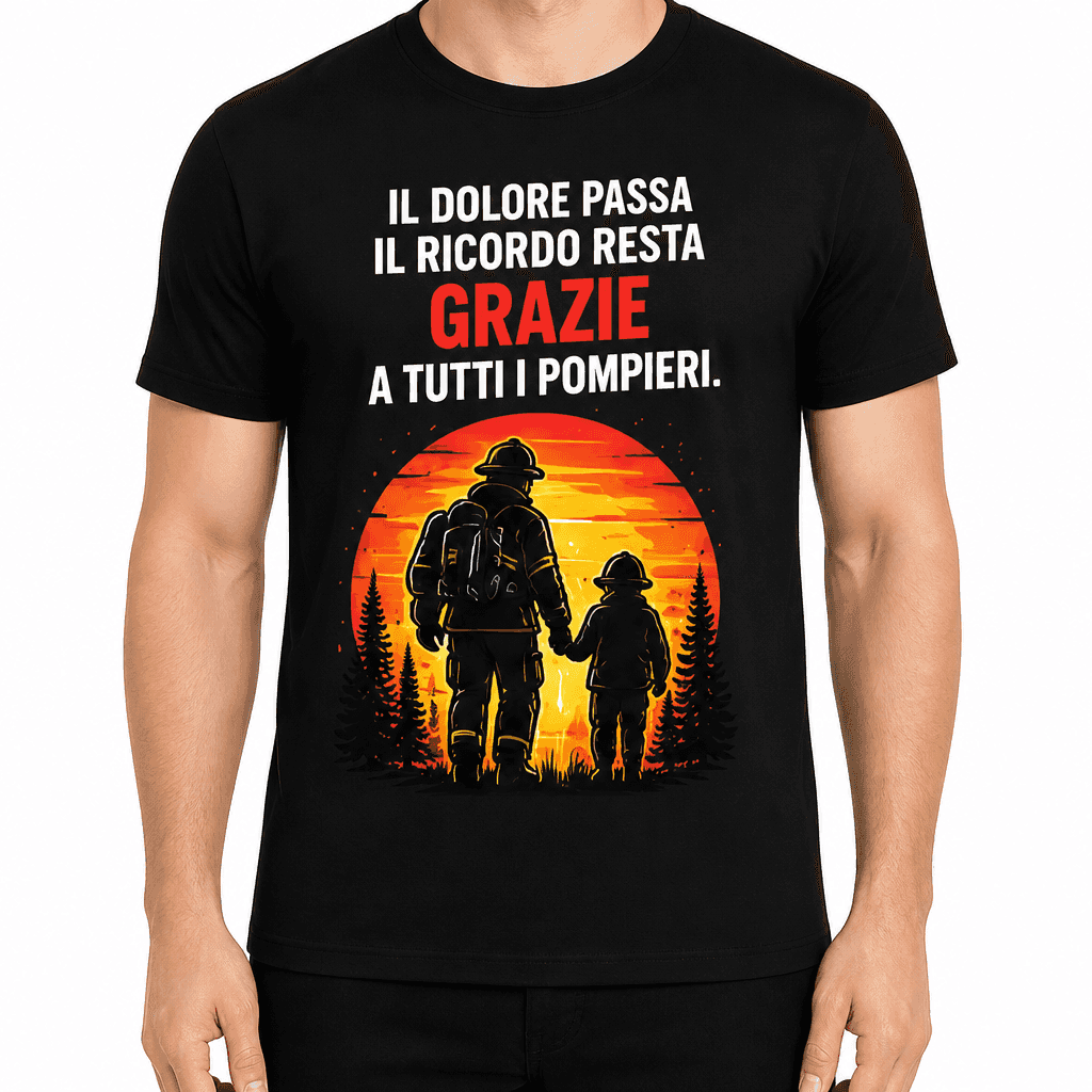 Maglietta pompiere – Il dolore passa il ricordo resta grazie a tutti i pompieri.
