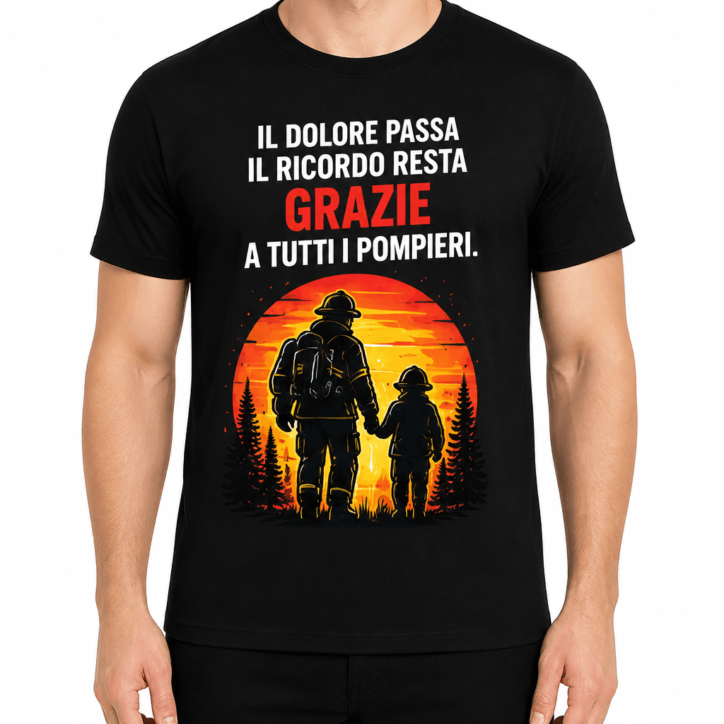 Maglietta pompiere – Il dolore passa il ricordo resta grazie a tutti i pompieri.