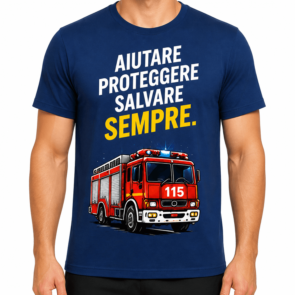 Maglietta pompiere – Aiutare proteggere salvare sempre.