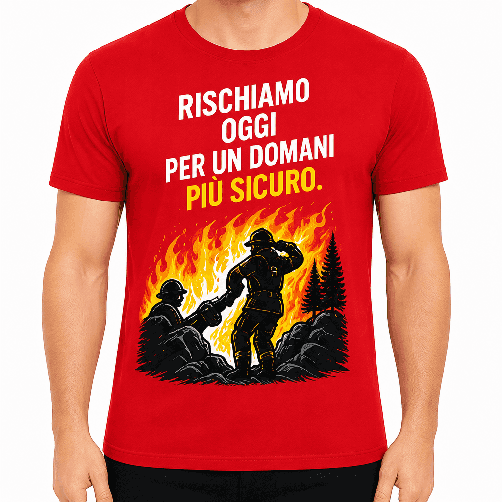 Maglietta pompiere – Rischiamo oggi per un domani più sicuro.