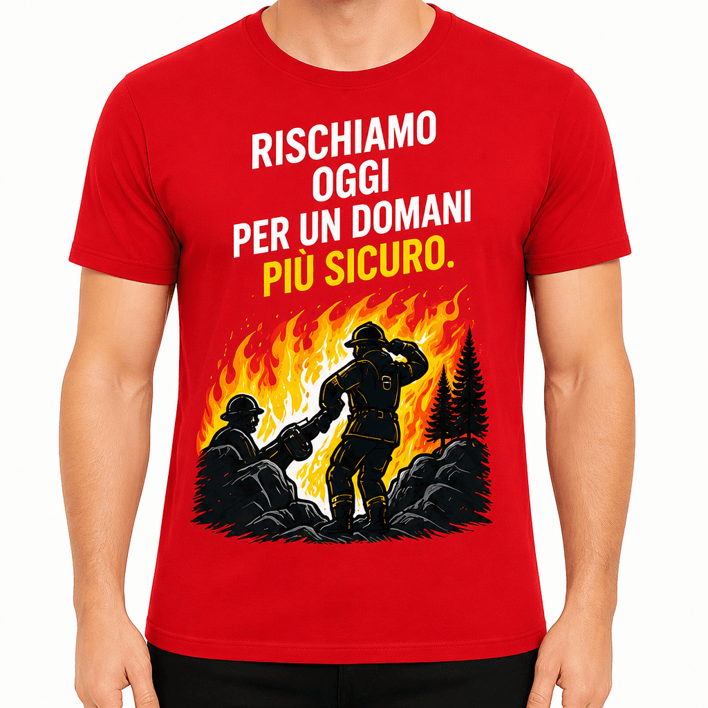 Maglietta pompiere – Rischiamo oggi per un domani più sicuro.