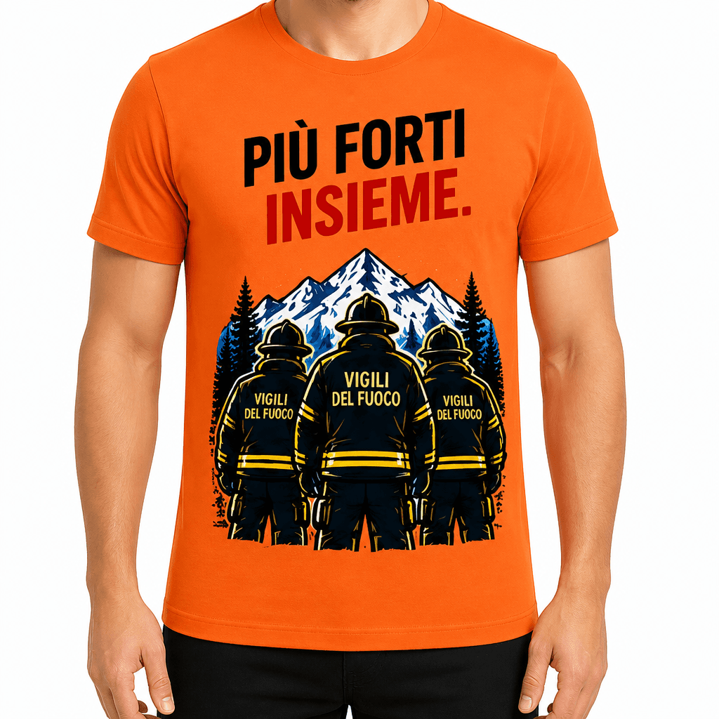Maglietta pompiere – Più forti insieme.