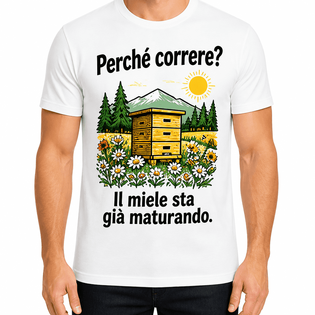Maglietta da apicoltore – Perché correre? Il miele sta già maturando.