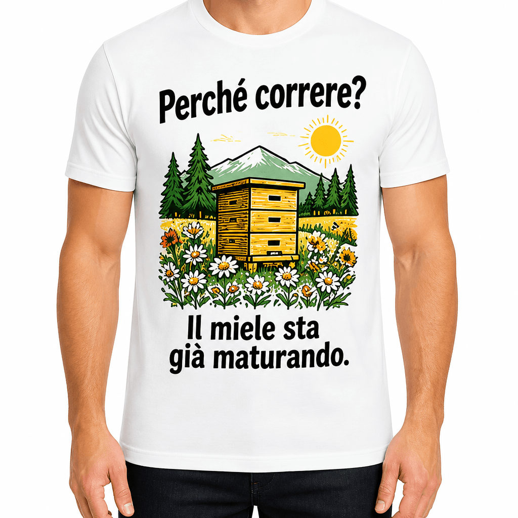 Maglietta da apicoltore – Perché correre? Il miele sta già maturando.