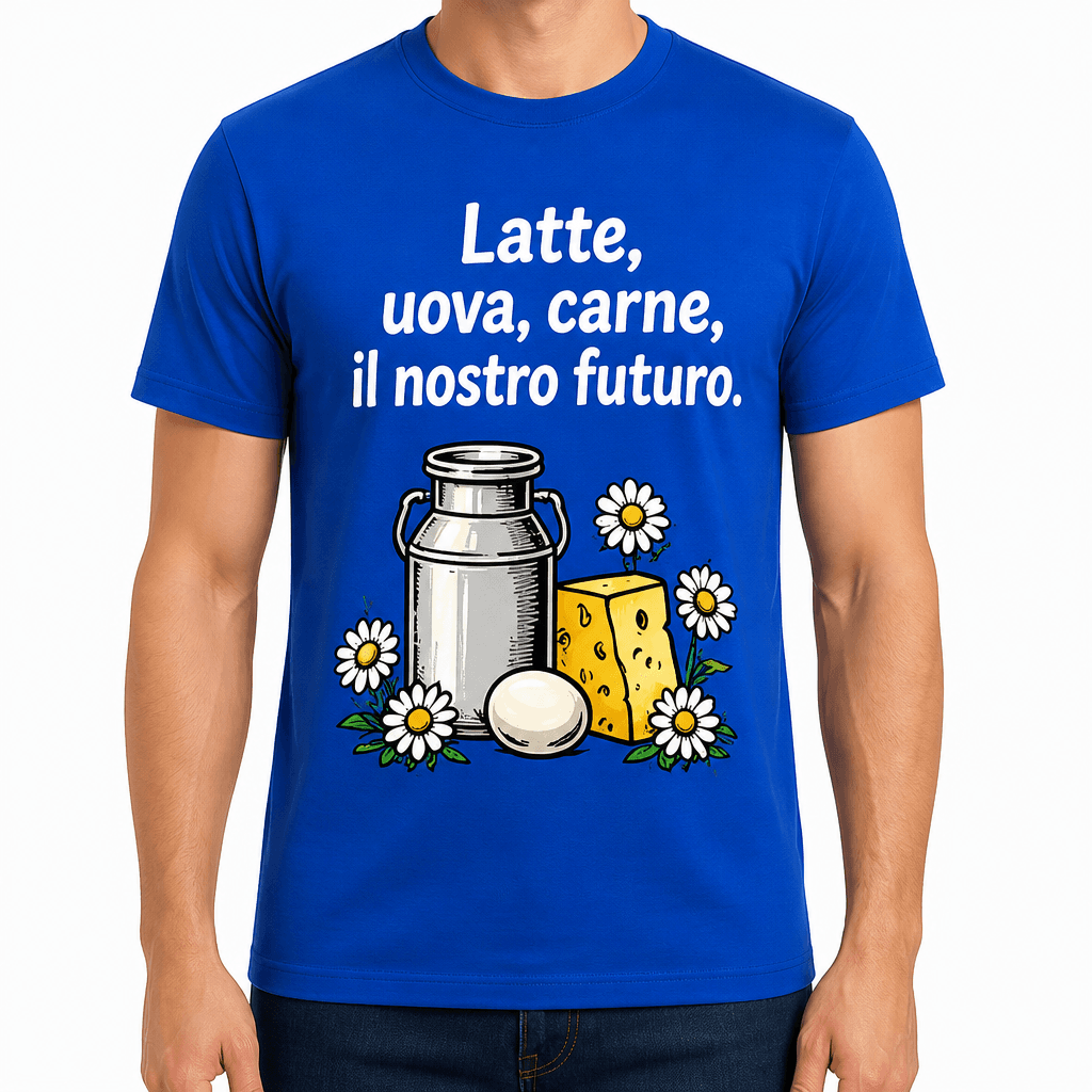 Maglietta per contadino – Latte, uova, carne, il nostro futuro.