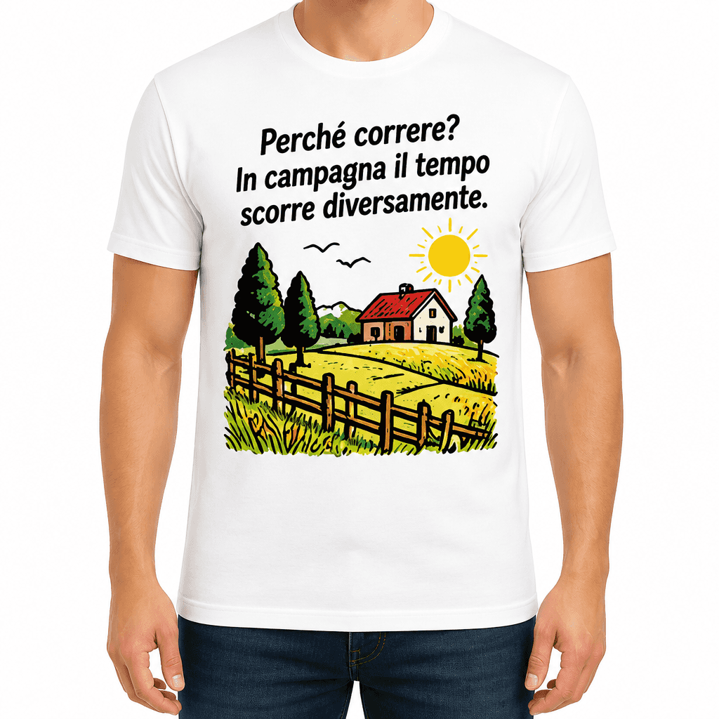Maglietta per contadino – Perché correre? In campagna il tempo scorre diversamente.