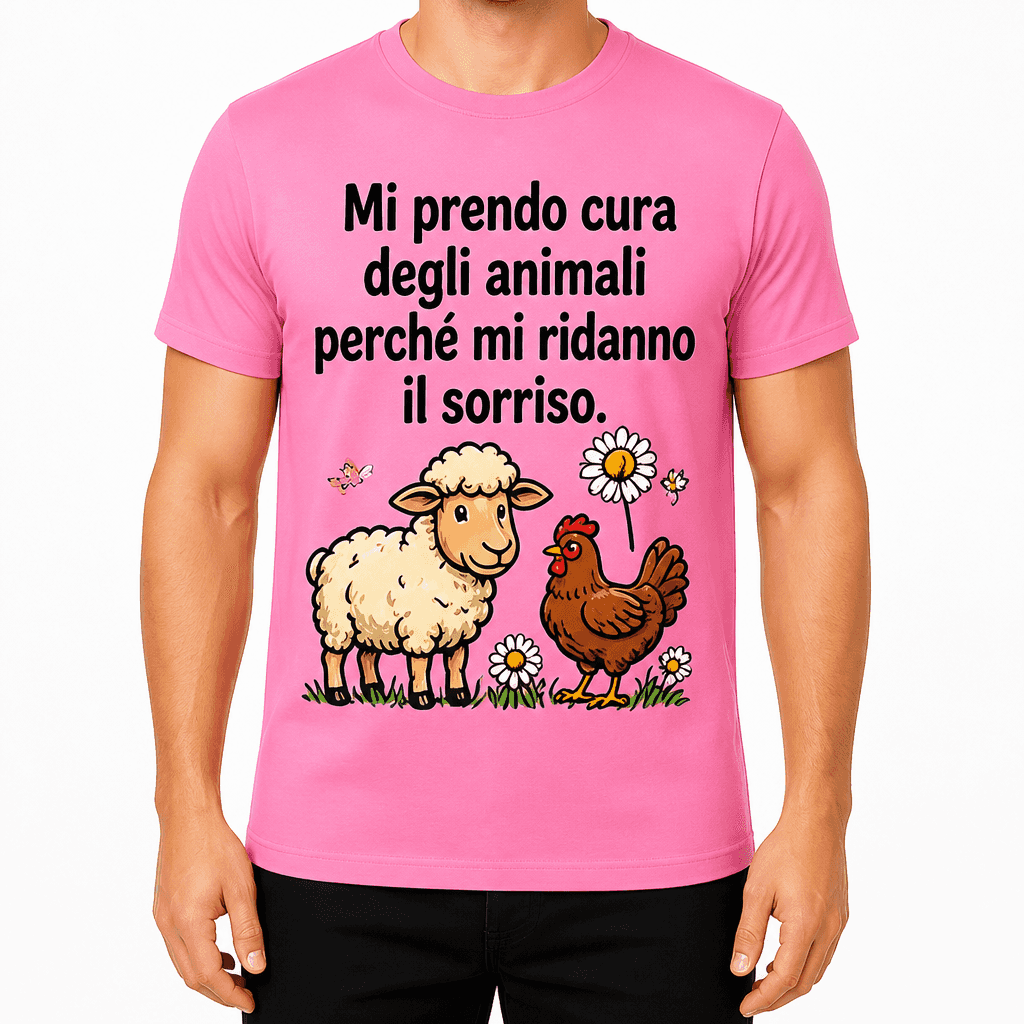 Maglietta per contadino – Mi prendo cura degli animali perché mi ridanno il sorriso.