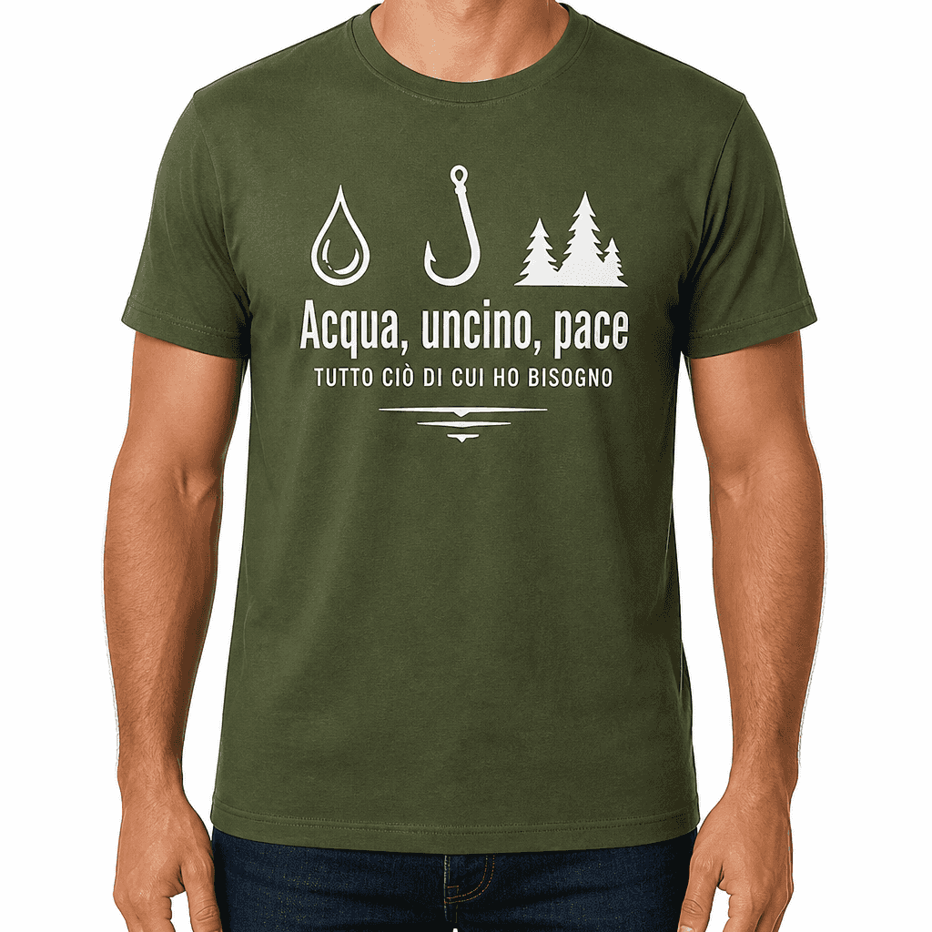 Maglietta da pesca β Acqua, uncino, pace