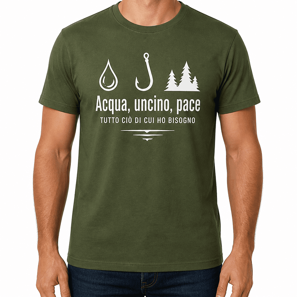 Maglietta da pesca – Acqua, uncino, pace