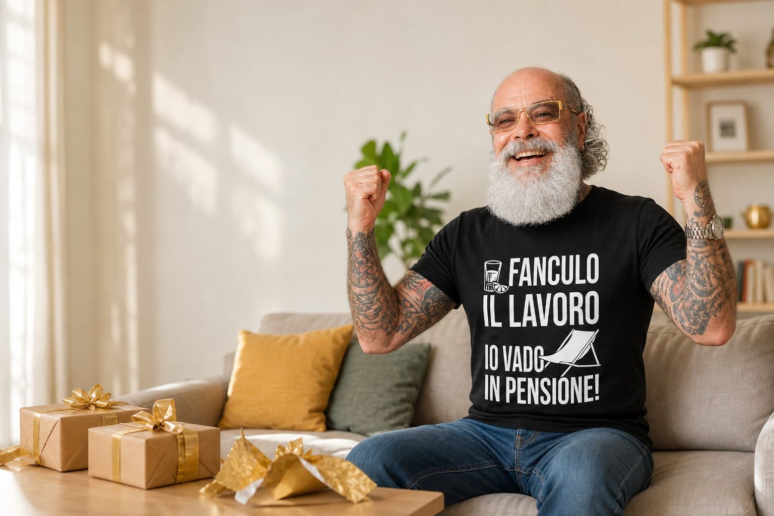 Uomo con la maglietta Vado in pensione – Tshirt-divertenti.com