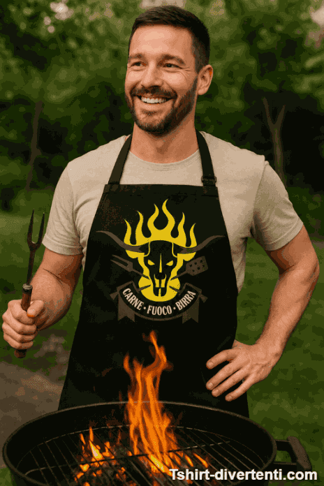 Grembiule divertente carne fuoco birra