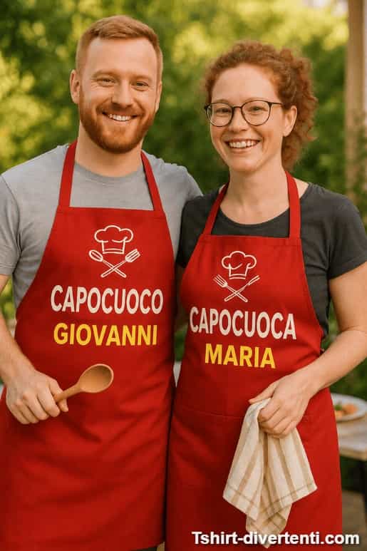 Grembiuli di coppia chef con nome a scelta