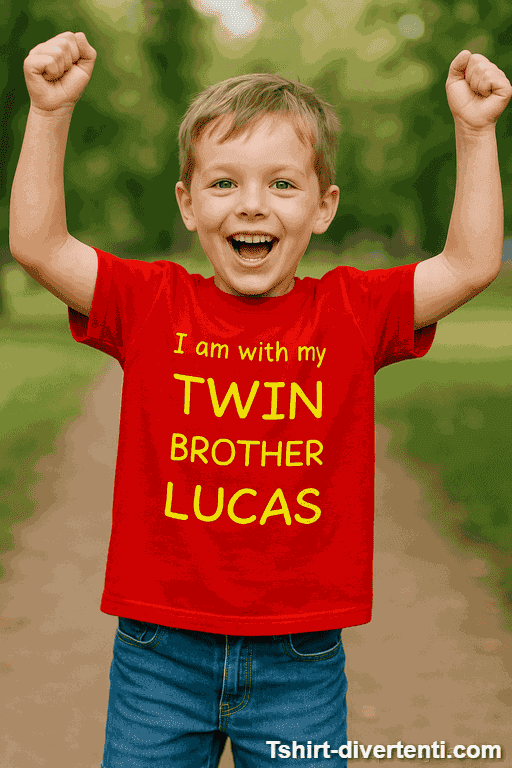 Maglietta bambini twin brother con nome a scelta