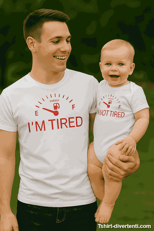 Maglietta divertente a body set tired not tired