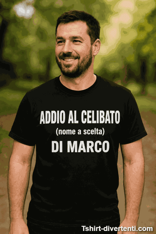 Maglietta divertente addio al celibato con nome a scelta