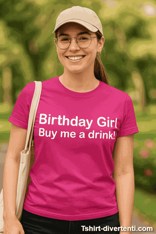 Maglietta divertente Birthday Girl Buy me a drink