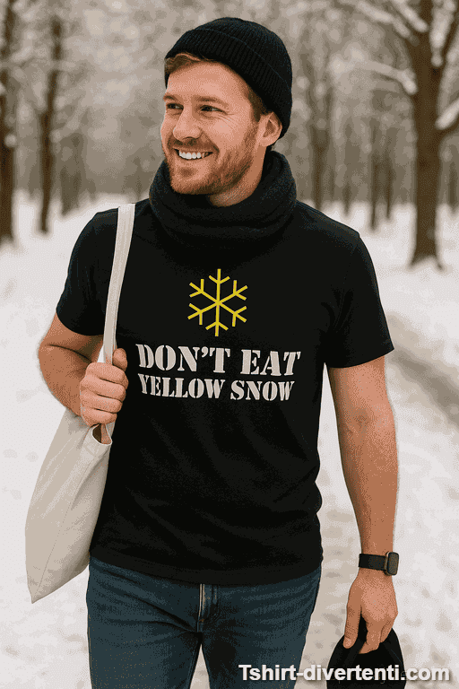 Maglietta divertente Don't eat yellow snow