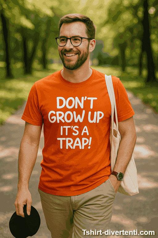 Maglietta divertente Don't grow up it's a trap