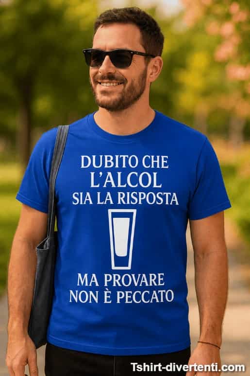 Maglietta divertente dubito che l'alcol sia la risposta