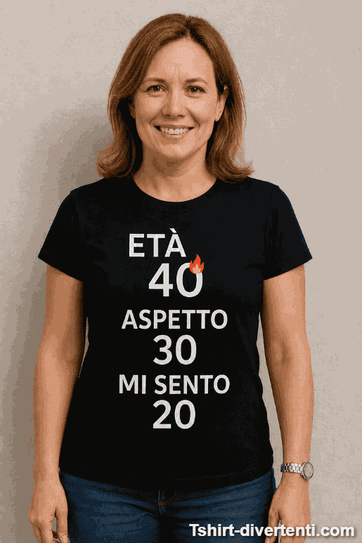 Maglietta divertente età 40 aspetto 30 sento 20