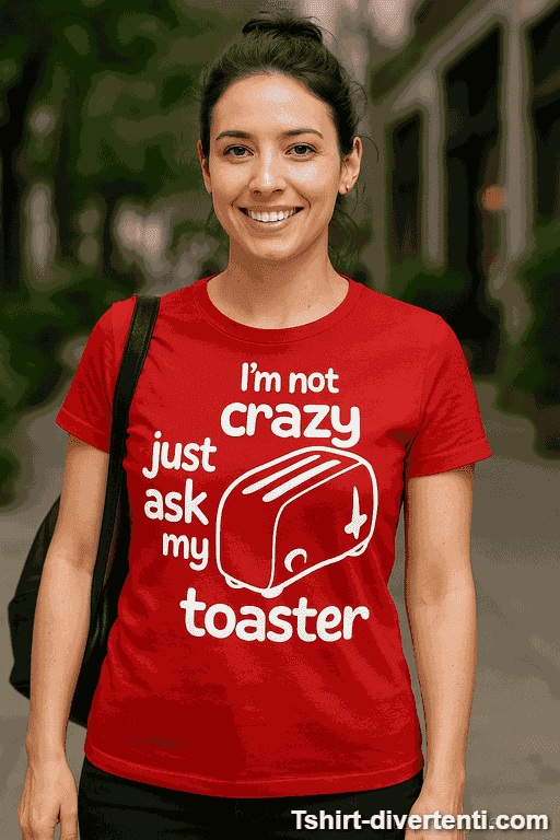 Maglietta divertente I'm not crazy just ask my toaster