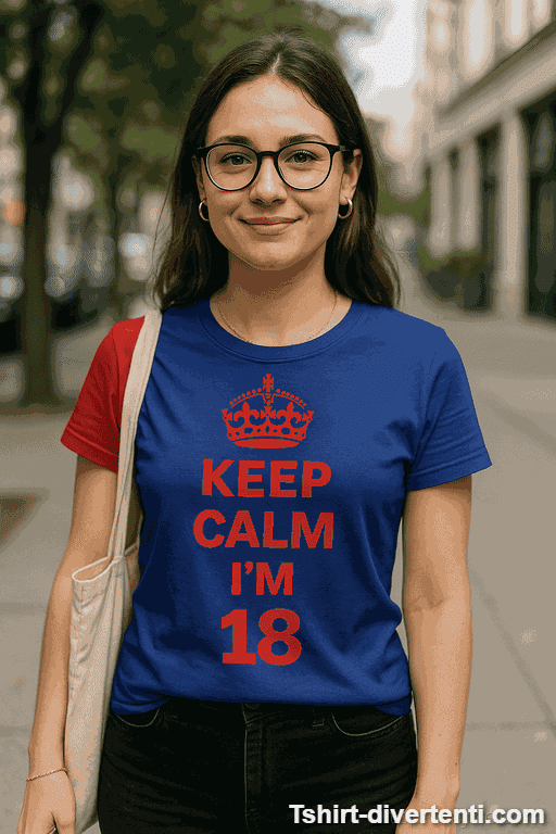 Maglietta divertente Keep Calm I'm 18