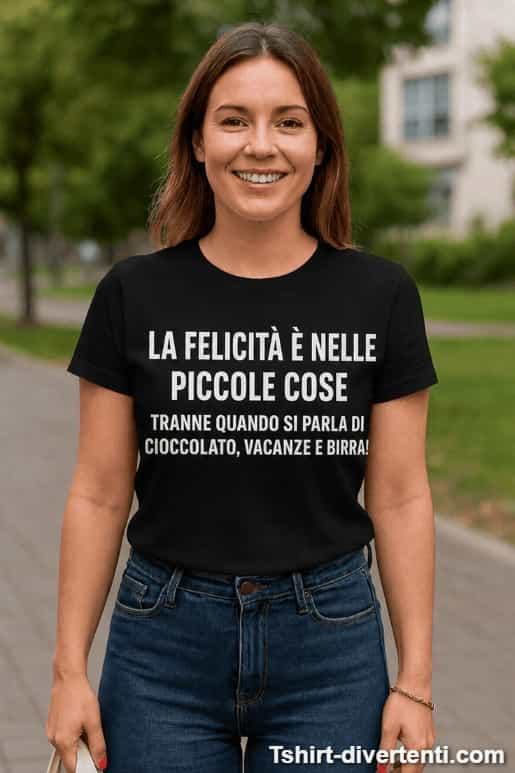 Maglietta divertente la felicità è nelle piccole cose