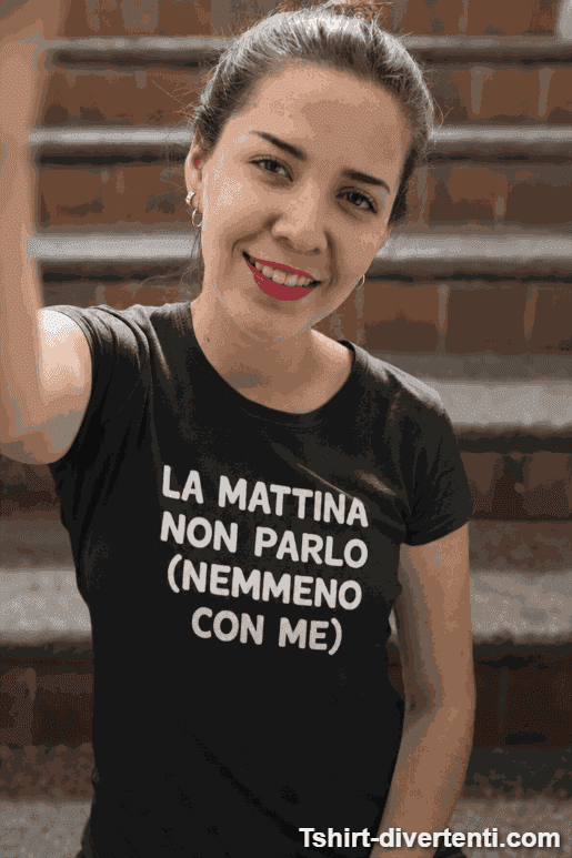Maglietta divertente la mattina non parlo