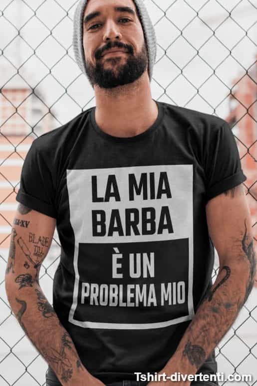 Maglietta divertente la mia barba mio problema