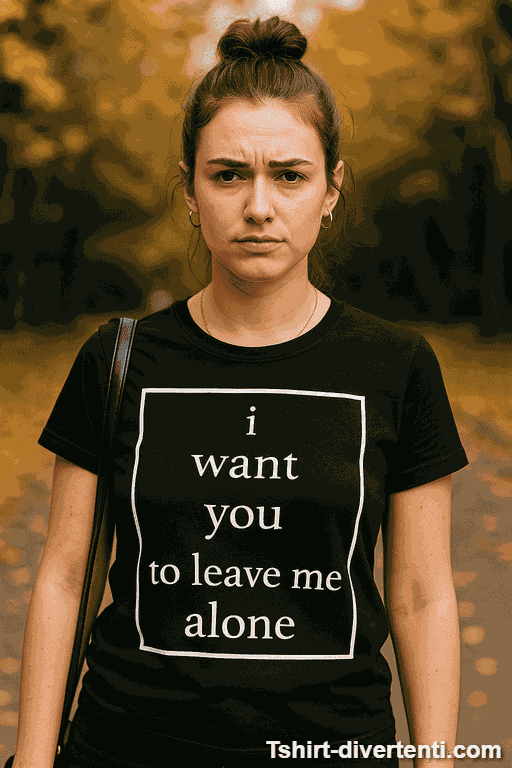 Maglietta divertente leave me alone
