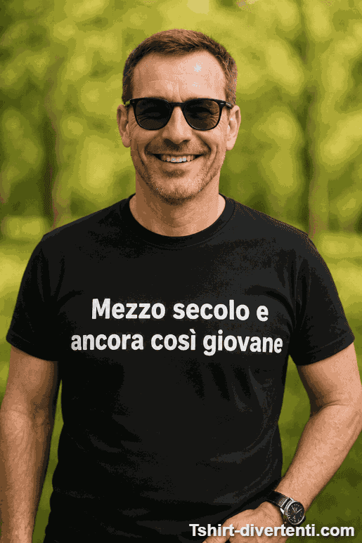 Maglietta divertente mezzo secolo e ancora giovane