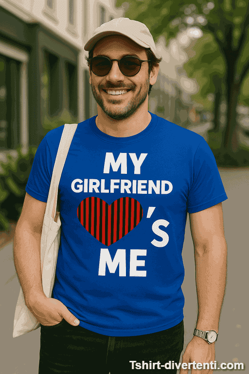Maglietta divertente my girlfriend loves me