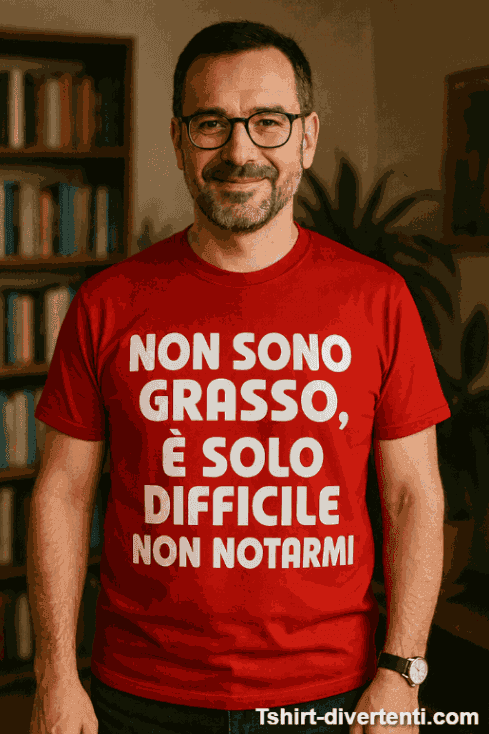 Maglietta divertente non sono grasso difficile notarmi