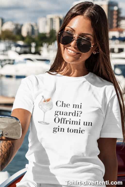 Maglietta divertente offrimi un gin tonic