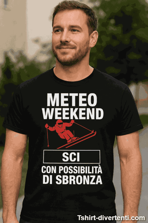 Maglietta divertente previsioni weekend sci