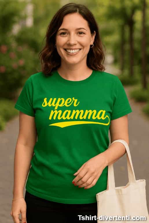 Maglietta divertente super mamma stile fumetto