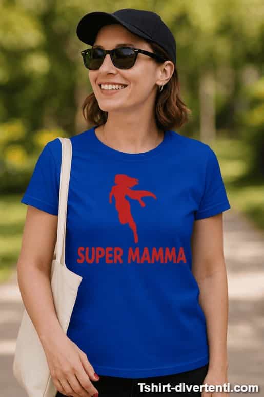 Maglietta divertente super mamma per la festa