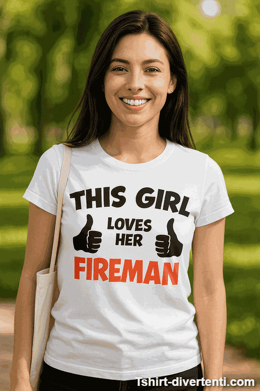Maglietta divertente this girl loves her fireman