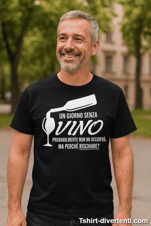 Maglietta divertente un giorno senza vino, impossibile!