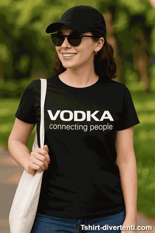 Maglietta divertente Vodka connecting people