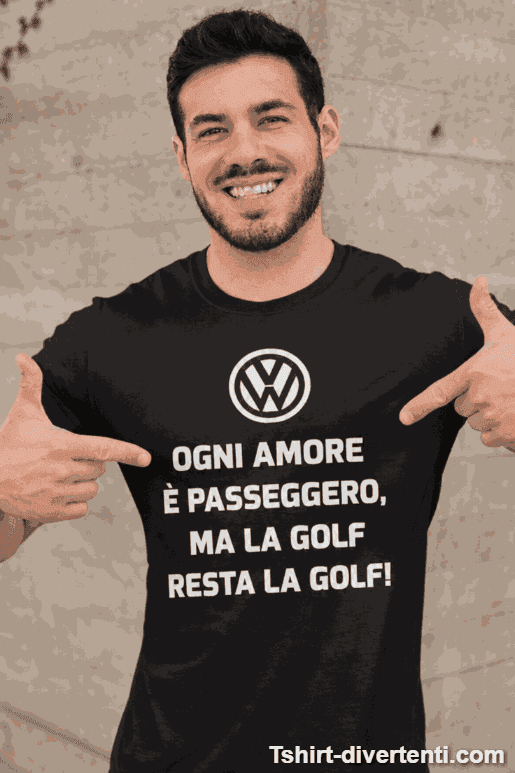 Maglietta divertente Volkswagen Golf amore passeggero