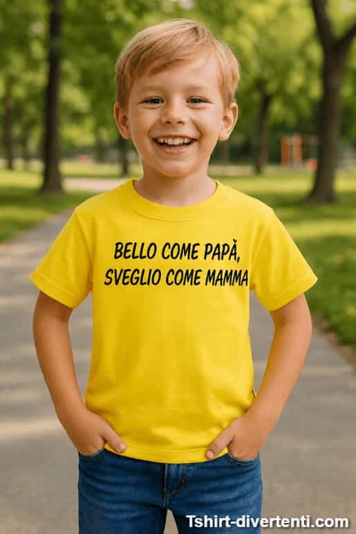 Maglietta per bambini bello come papà sveglio mamma