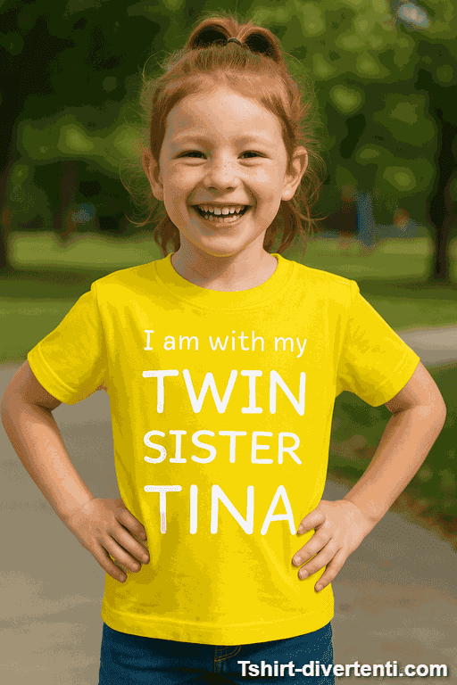 Maglietta I am with my twin sister con nome a scelta